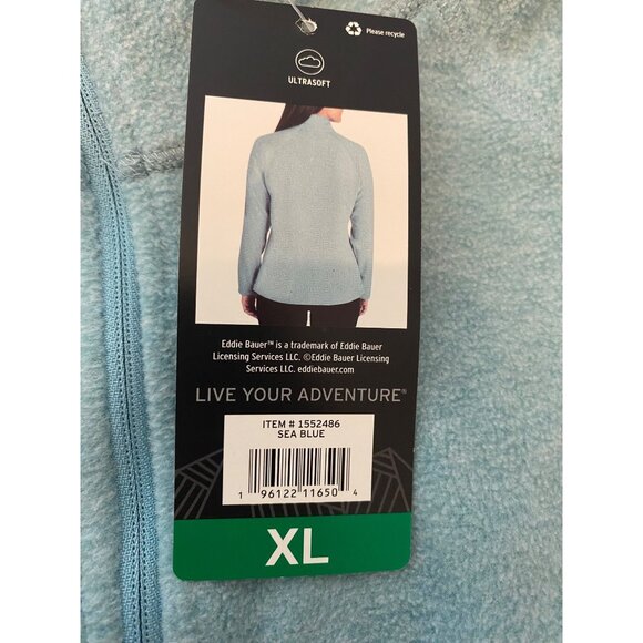 NWT Eddie Bauer Womens Ultrasoft Sea Blue Quarter Zip Fleece Pullover XL - Picture 5 of 9